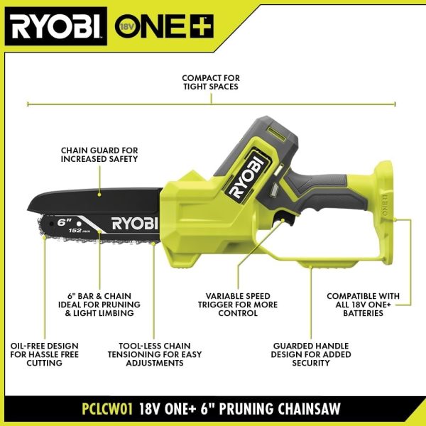 Ryobi ONE+ 18V 6 in. Battery Compact Pruning Mini Chainsaw